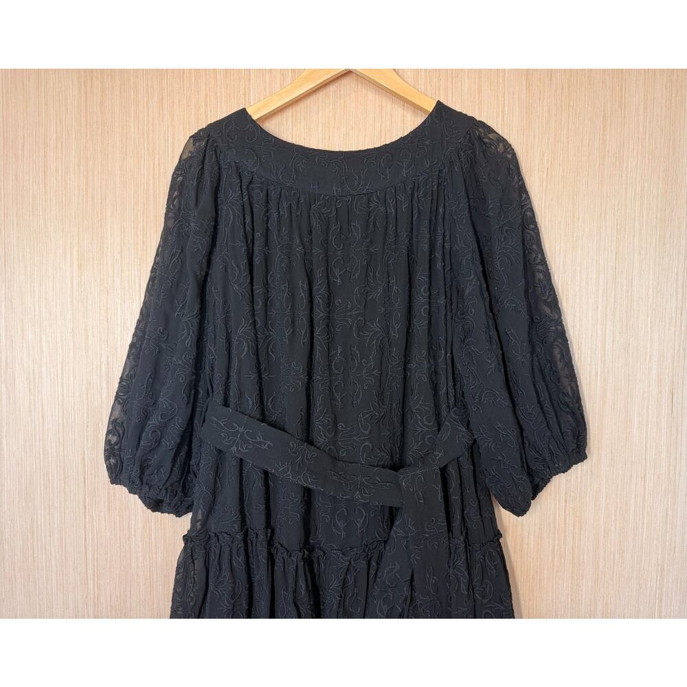 Anthropologie Eri + Ali Astrid Embroidered Dress Womens Size Large Black - Picture 3 of 12